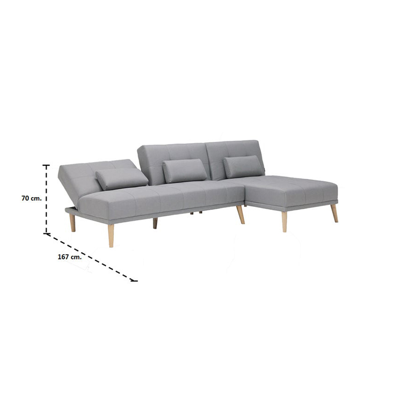 Charter Sofa Bed - Natural Wood Legs - Grey