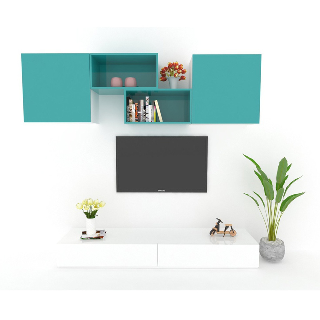 Infinity Entertainment unit TV180 cm- Turquoise/White