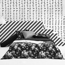 Lotus Black &amp; White - QS Fitted Bedsheet Set-5pcs - LI-BW-03B