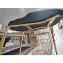 Tesla-B Dining Chair-Gold Steel/Cream/White