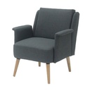 Ayla Arm Chair - Natural Wood Legs - Dark Grey