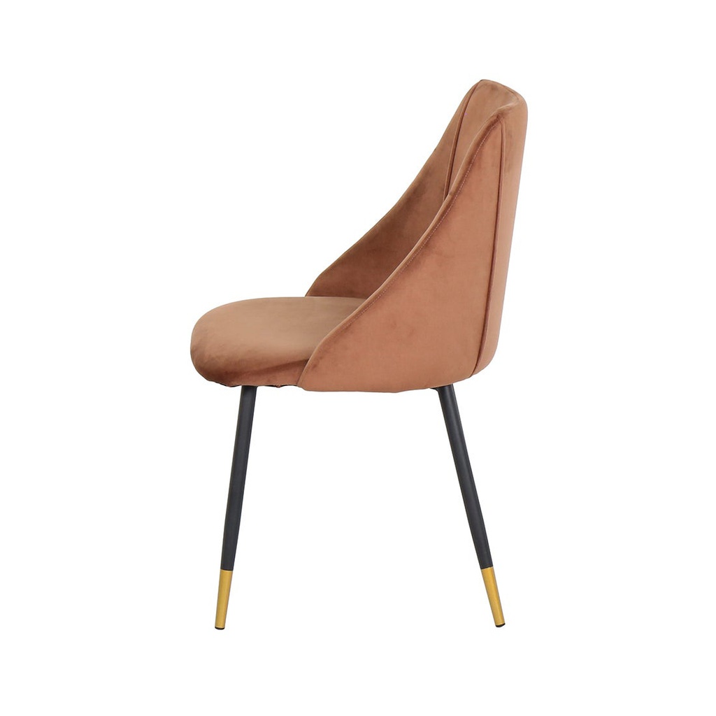 Lamy Dining Chair - Gold Black Leg - Brown Velvet
