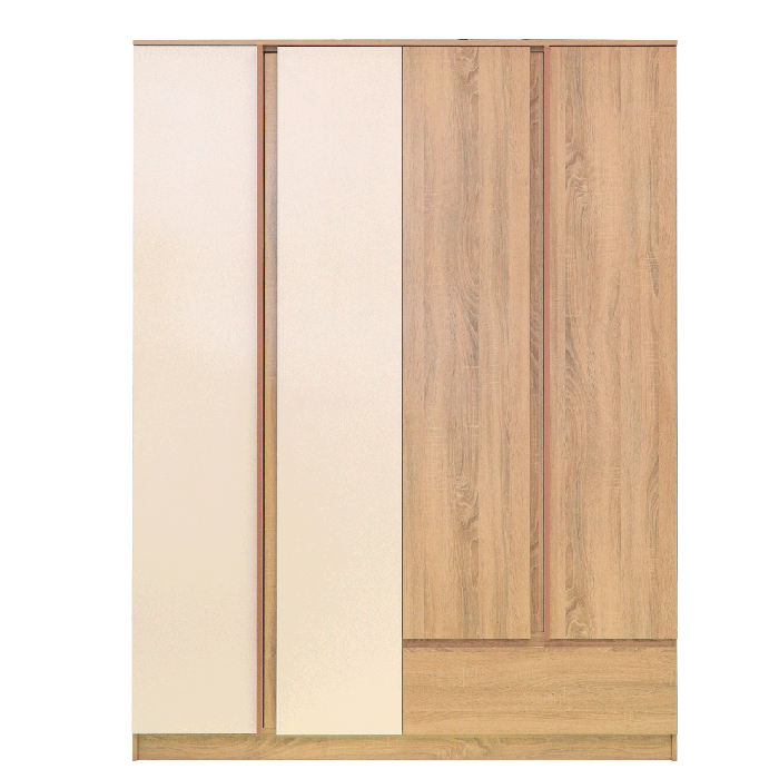 Sacha Wardrobe WO160 - Solid Oak/White
