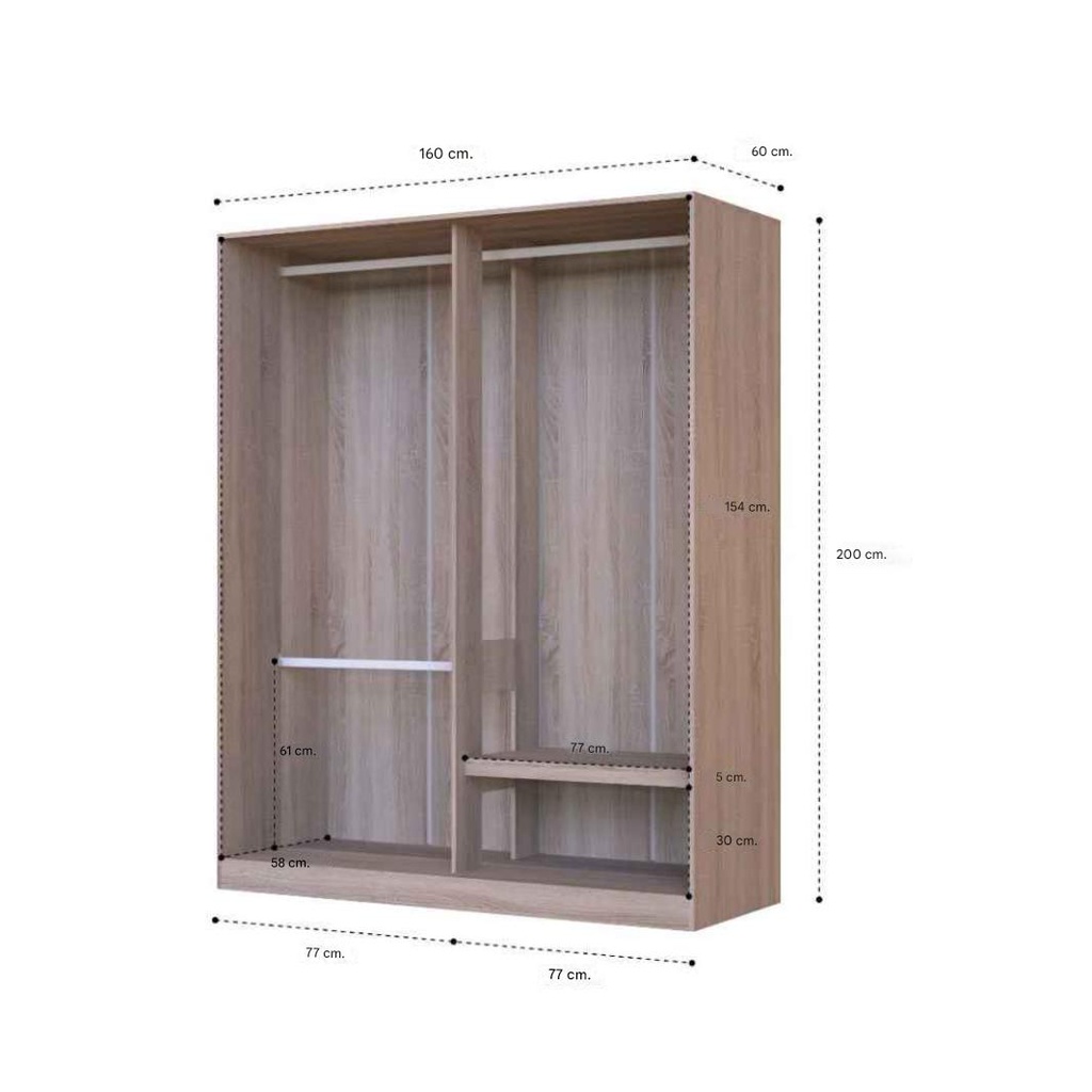 Prema Wardrobe WS160-Solid Oak/White