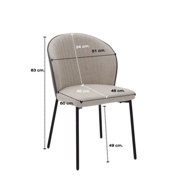 Voccy Dining Chair - Dark Grey Fabric/Black Steel