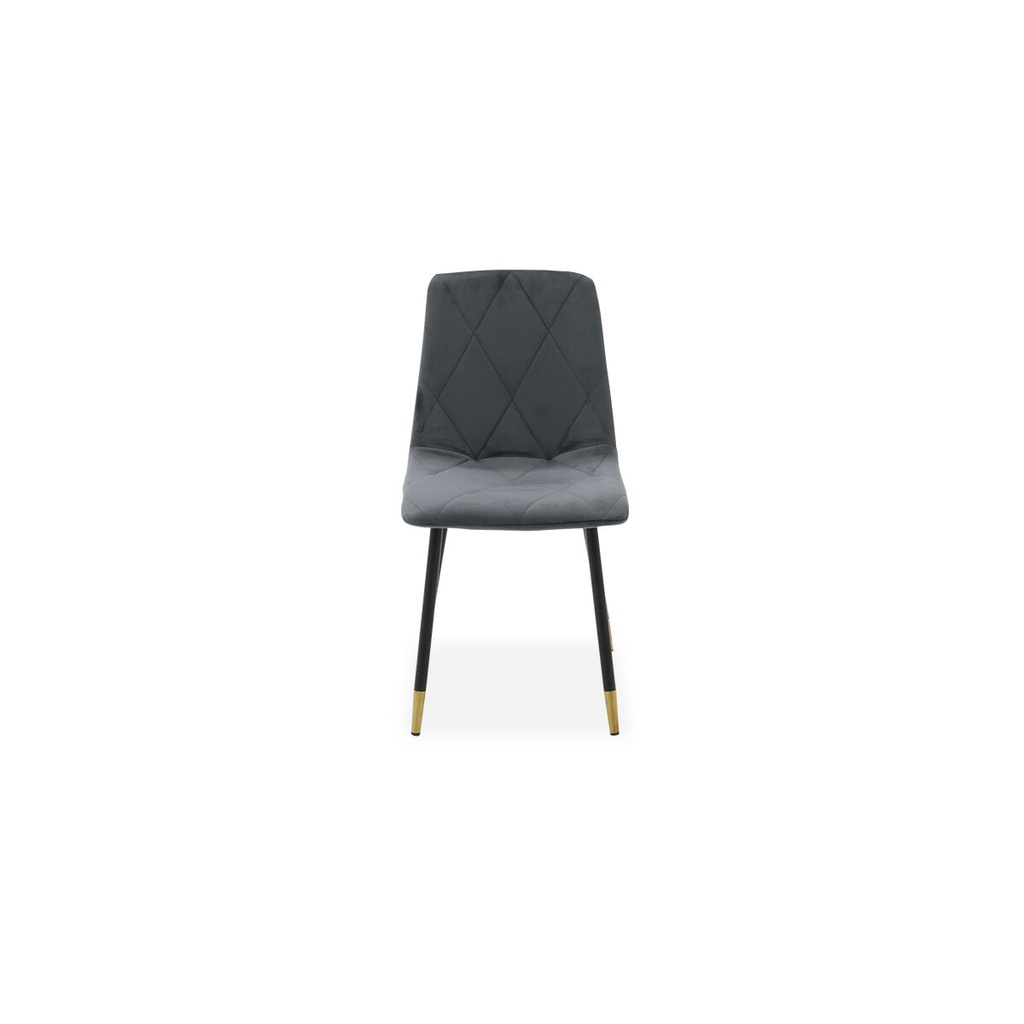 Lenox Dining Chair/Black Steel/Grey Velvet