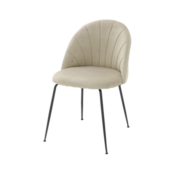 Tenya Dining Chair/Black Steel/Brown Cream Velvet