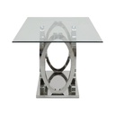 Lalonte Dining table A160/Stainless/Clear Glass