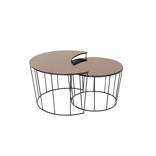 Sunmoon Coffee Table -Black Leg/Tea Glass