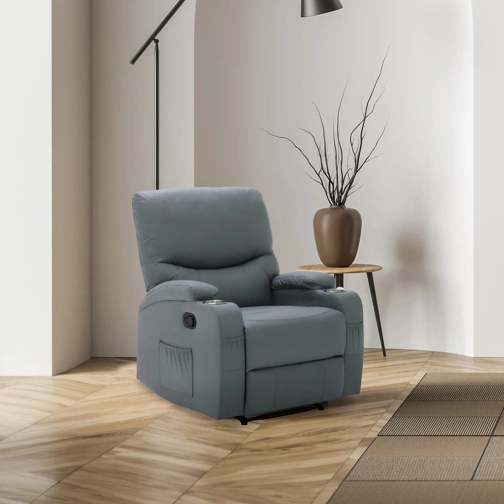 Minna Recliner- Grey Leather 1RE