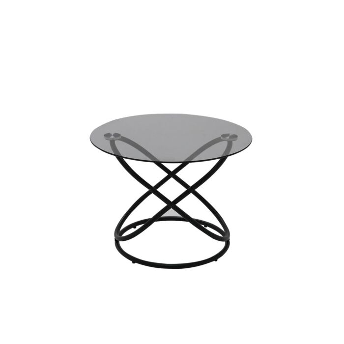 Lefa End Table - Black Steel - Dark Gray Glass