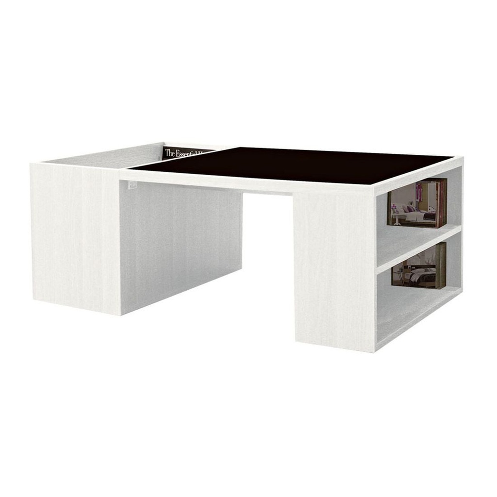 Montina Coffee Table - White - Black Glass