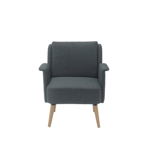 Ayla Arm Chair - Natural Wood Legs - Dark Grey
