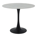 Teller-A90 Dining Table-Black Steel/White Stone