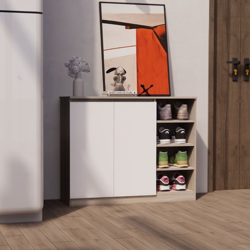 [19238308] Pucky Shoes Cabinet SH100-Solid Oak/White