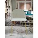 Tesla-B Dining Chair-Gold Steel/Cream/White