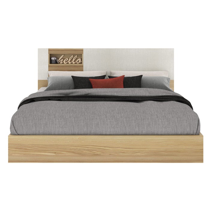 Nikko Bed 6ft - Lindberg Oak /White Linen