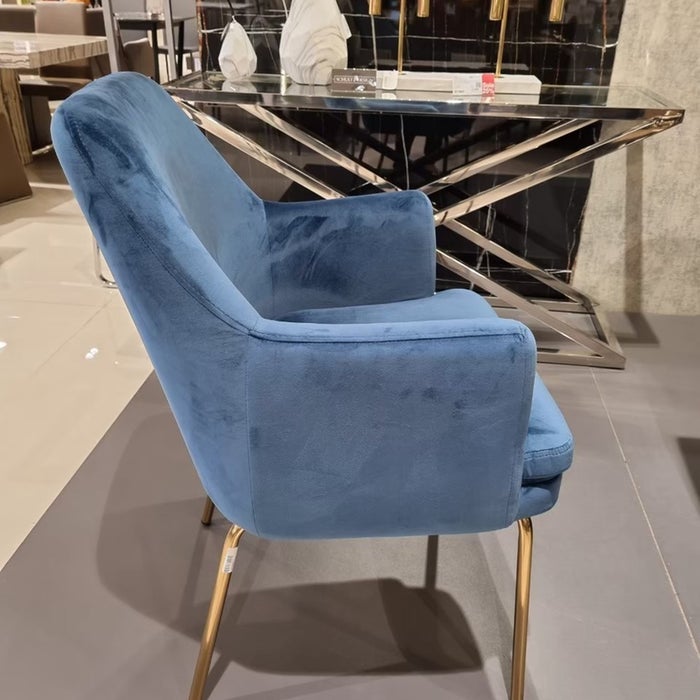 A-Chisa Arm Chair - Blue Velvet