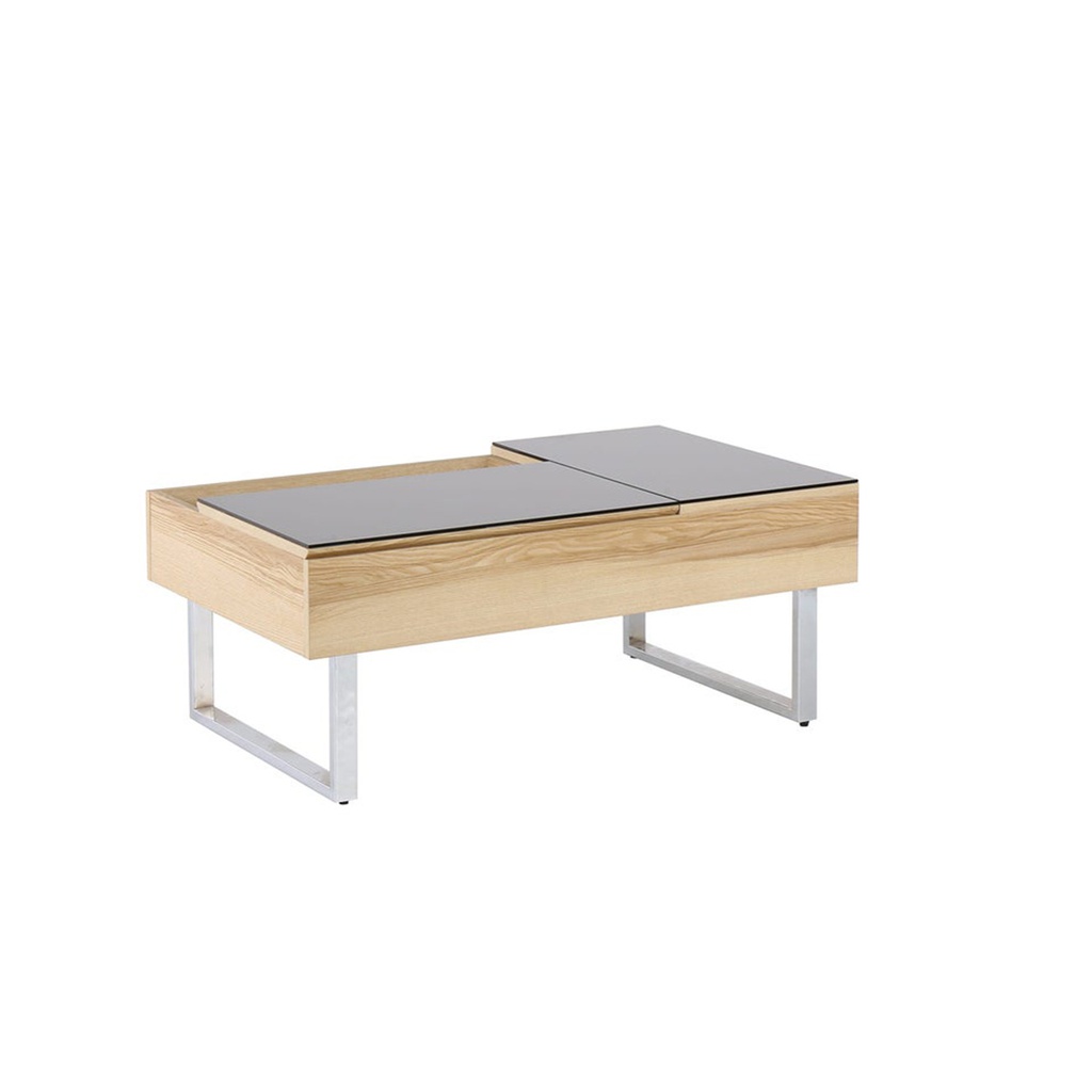 Acadia Coffee Table CF100 - Black Glass - Lindberg Oak