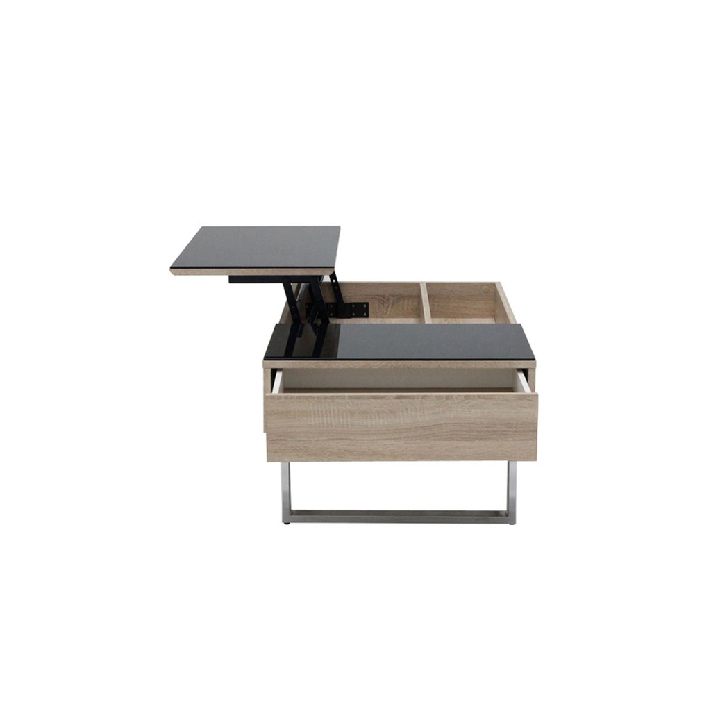 Acadia Coffee Table CF100 - Black Glass - Lindberg Oak