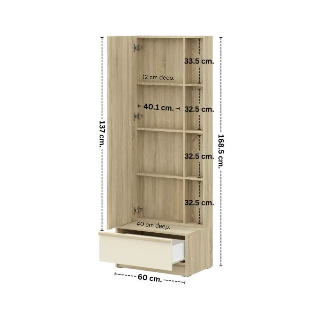 Hannie Dressing Table DT60-Solid Oak/Cream