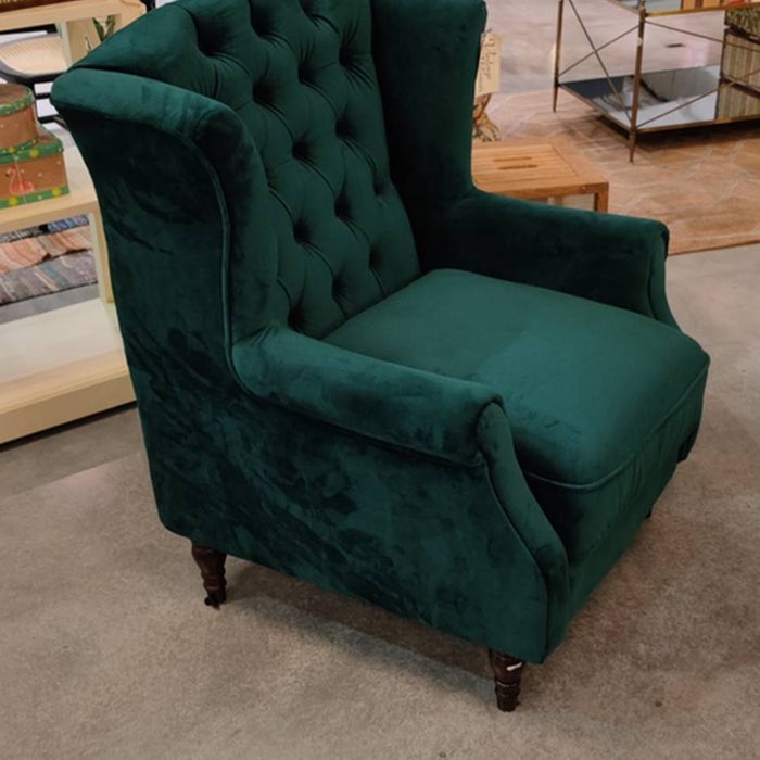 Miranda Arm Chair-Green Velvet