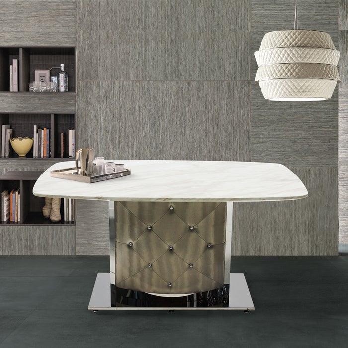 Aimon Dining Table - Stainless - SL Cream/Volakas