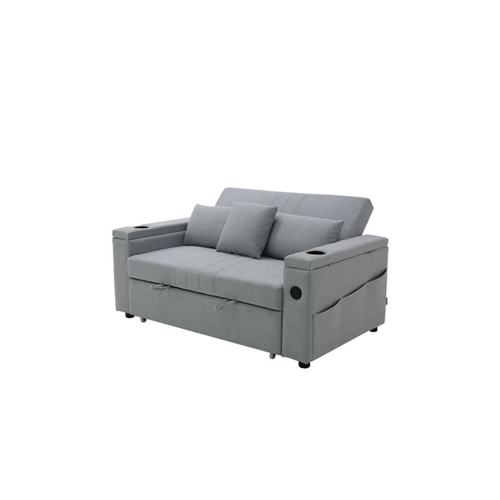 Jazlyn#2 Sofa Bed -Black Plastic Leg/Light Grey Fabric