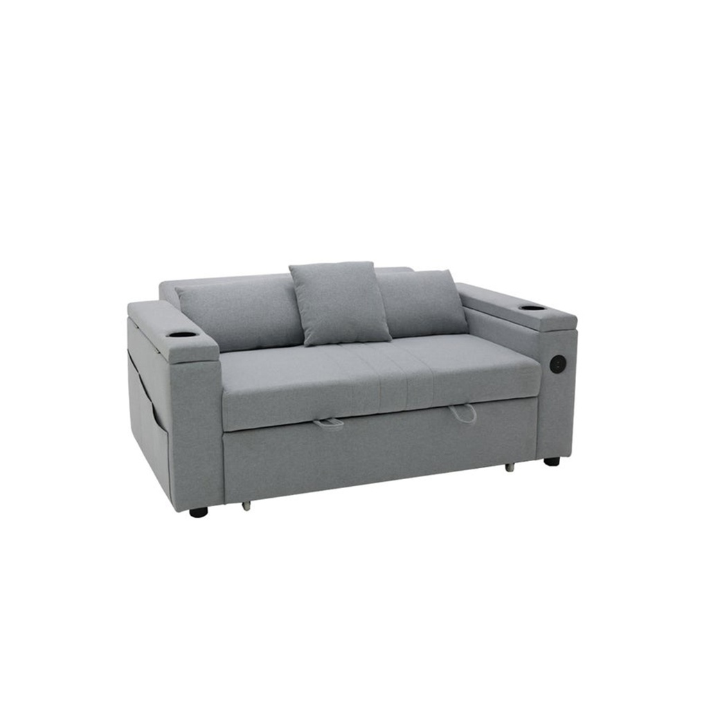 Jazlyn#2 Sofa Bed -Black Plastic Leg/Light Grey Fabric