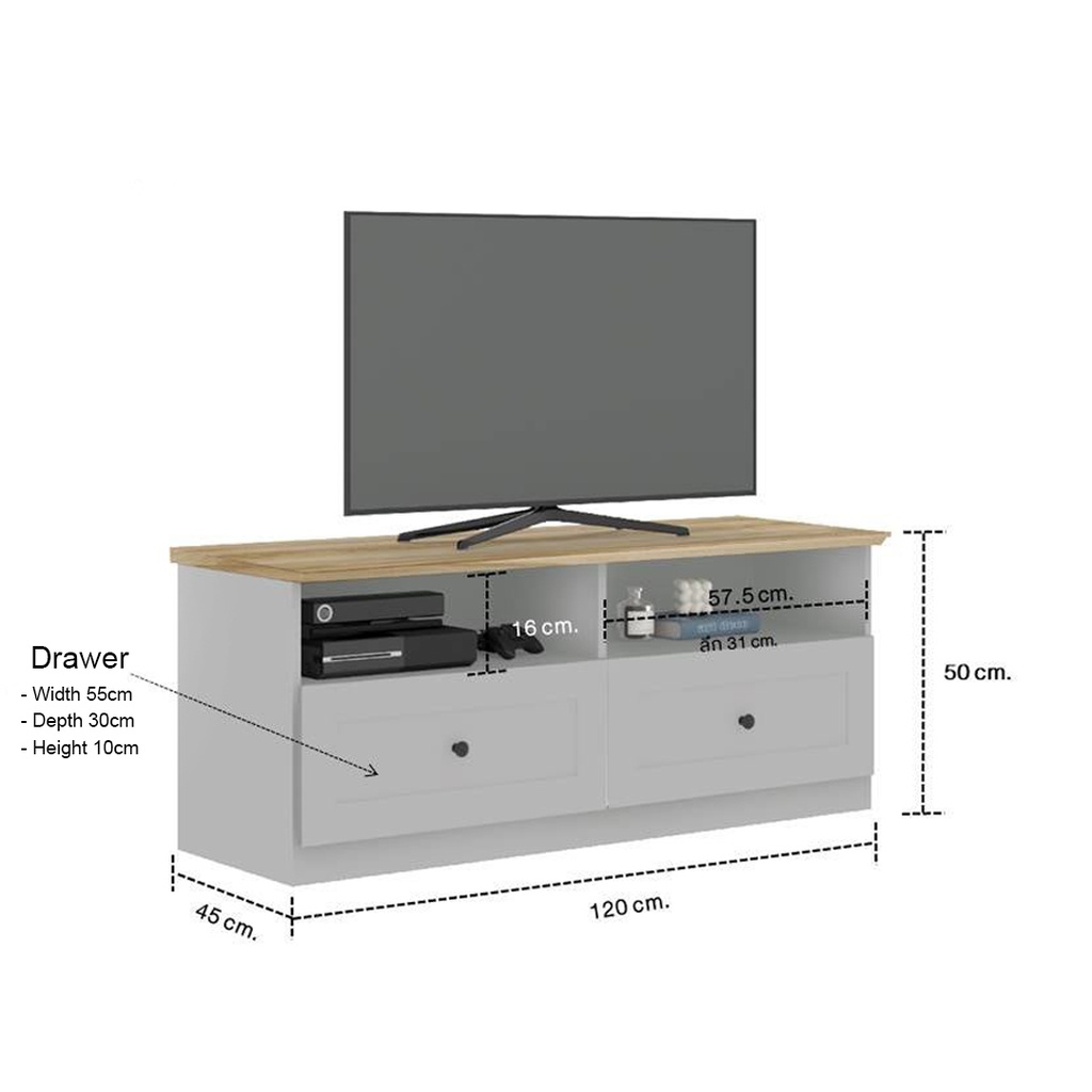 Moneta Sideboard TV120- Ultima Grey/Lindberg Oak