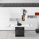 Fazo Dining Table A160 - Stone Black Base - Top Stone White