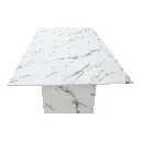 Basha Dining Table 160cm White Stone Pattern