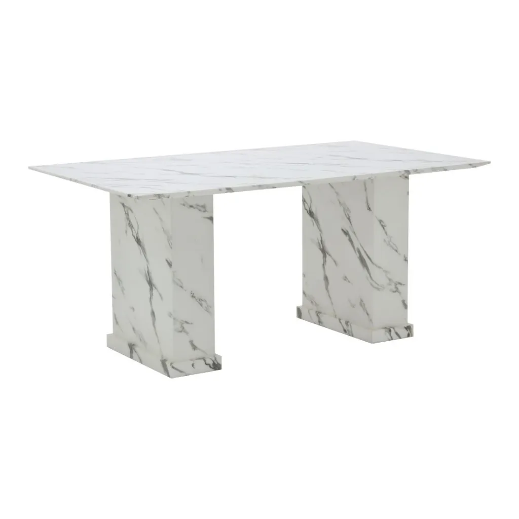 Basha Dining Table 160cm White Stone Pattern