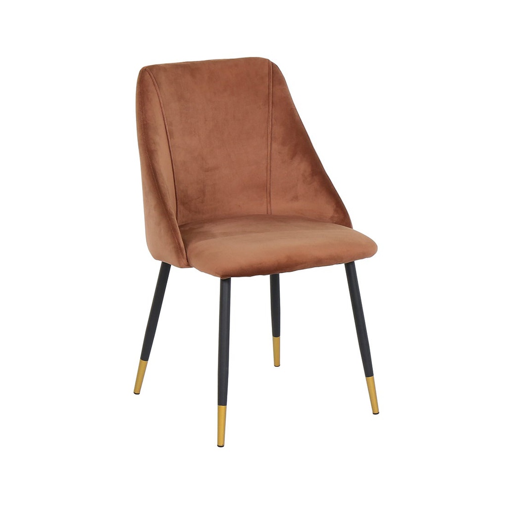 Lamy Dining Chair - Gold Black Leg - Brown Velvet