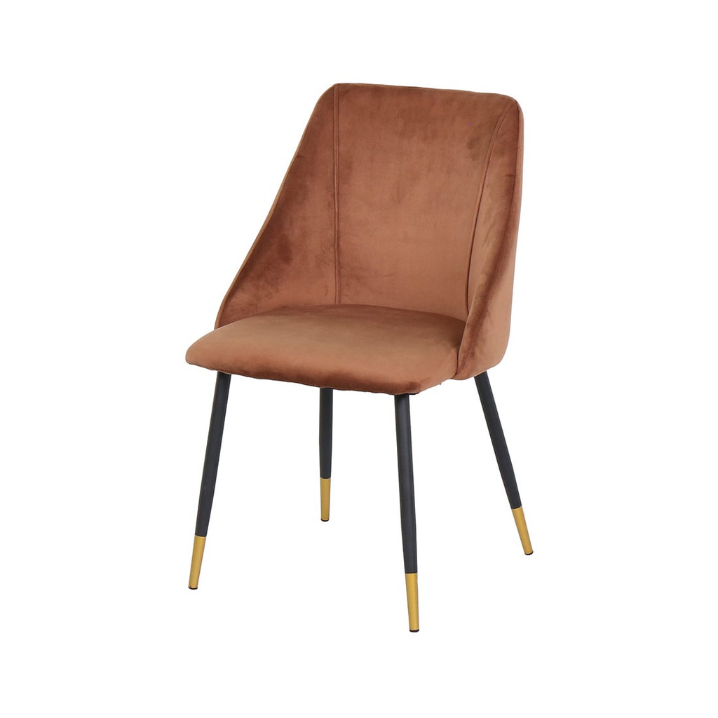 Lamy Dining Chair - Gold Black Leg - Brown Velvet