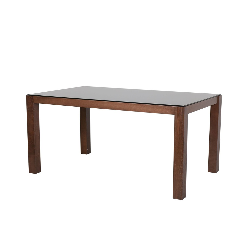 Everly Dining Table A150 - Brown Wood - Black Glass