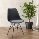 Ashira Dining Chair - Black Steel Leg - Black/Light Grey Fabric