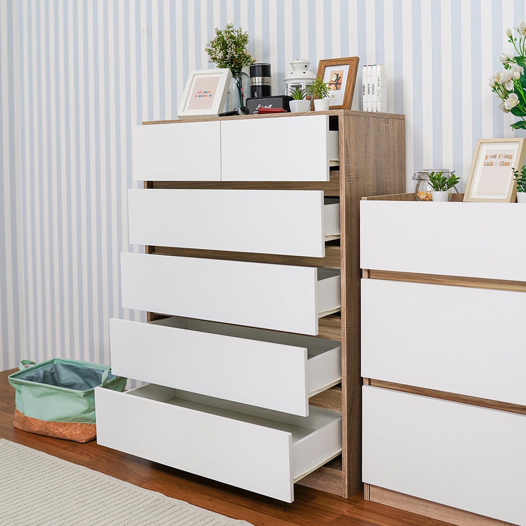 Garron Drawer Cabinet 80 - Solid Oak/White