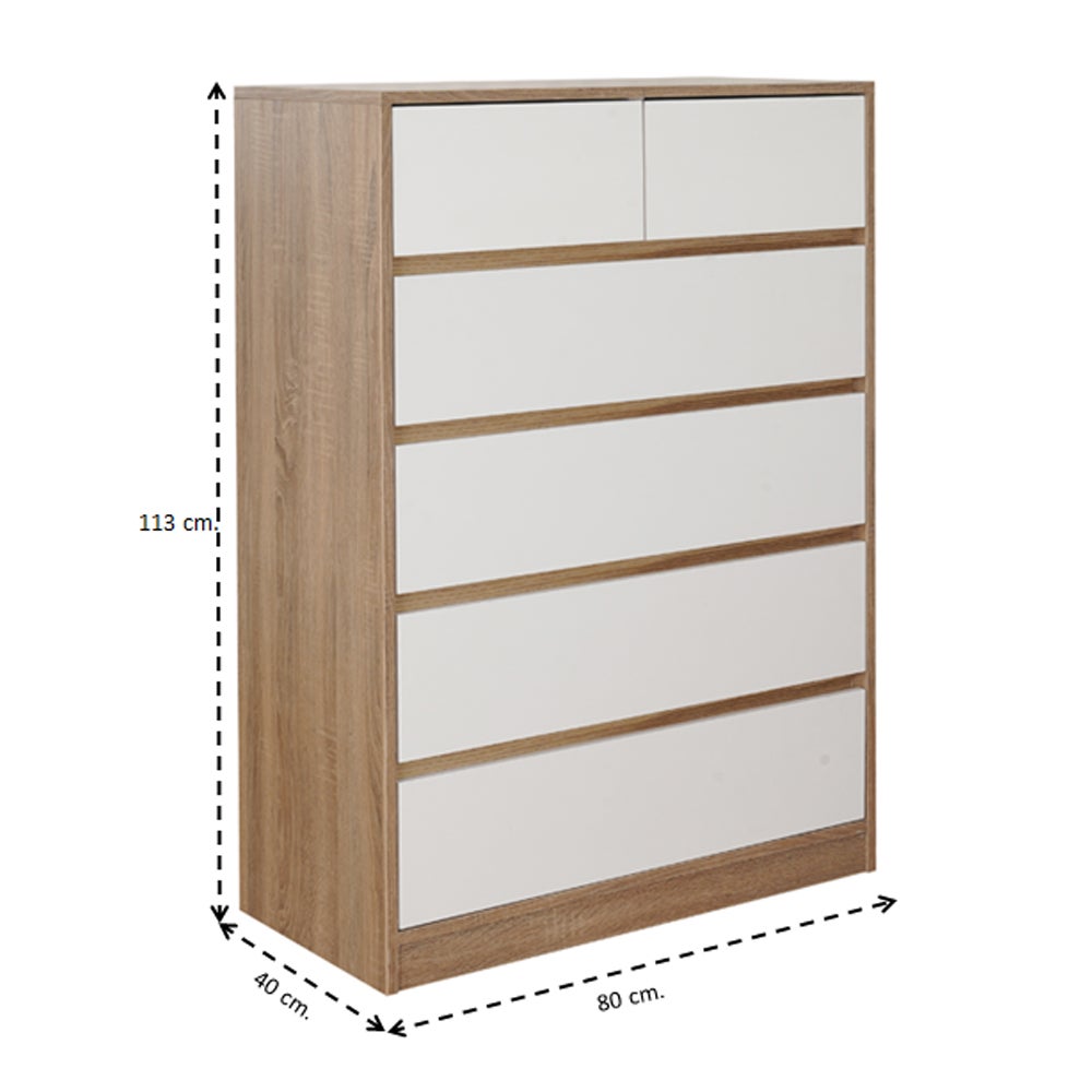 Garron Drawer Cabinet 80 - Solid Oak/White