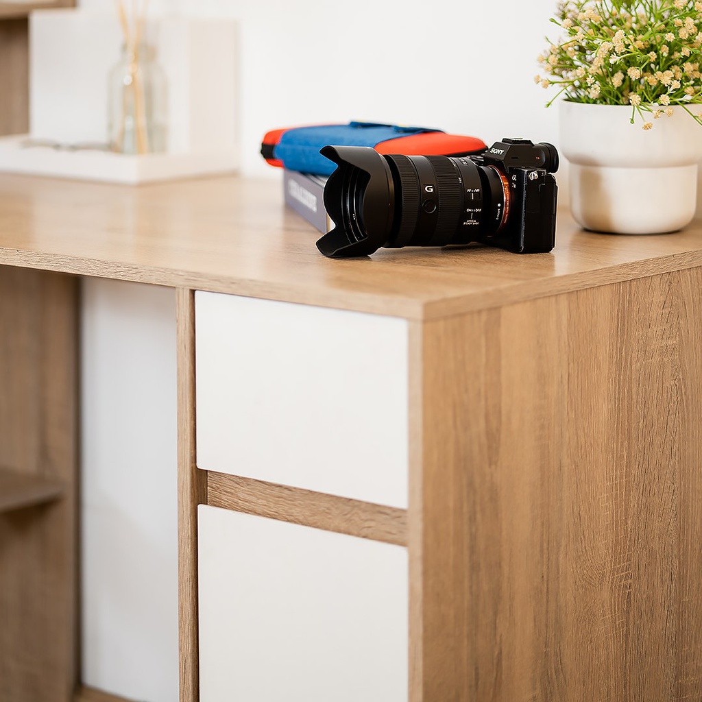 Grant Working Table 120-Solid Oak/White