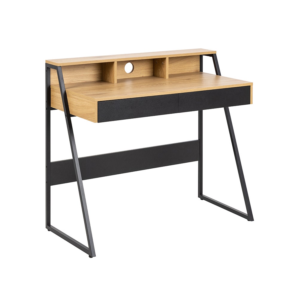 Artha Working Table-Black Steel/Natural Oak