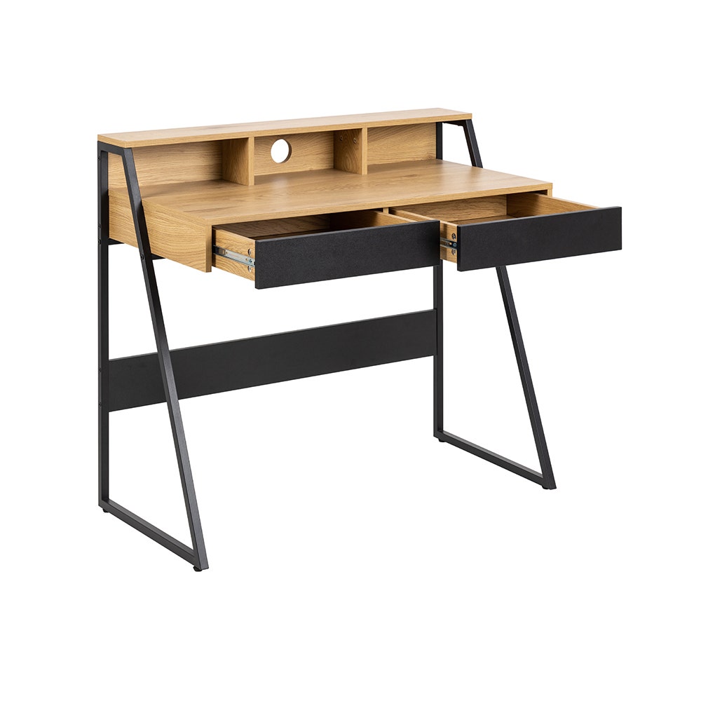 Artha Working Table-Black Steel/Natural Oak