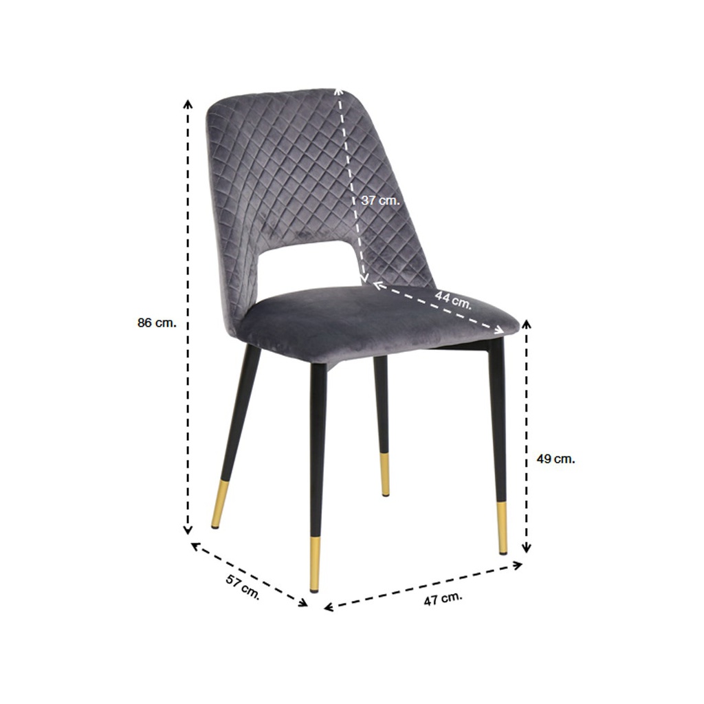 Tara Dining Chair - Gold/Black/Grey Velvet