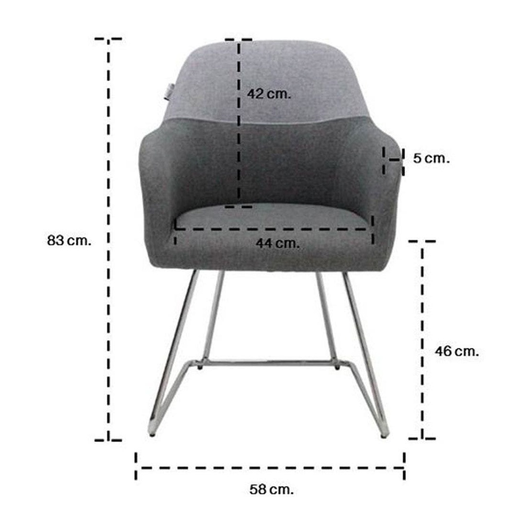 Layne Arm Chair - Chrome/Light Grey Fabric/Dark Grey