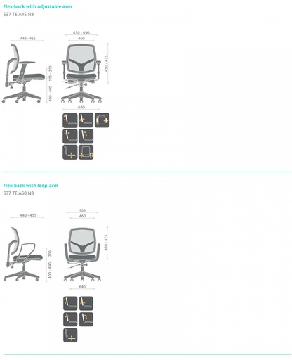 Stick flex-back loop arm Chair