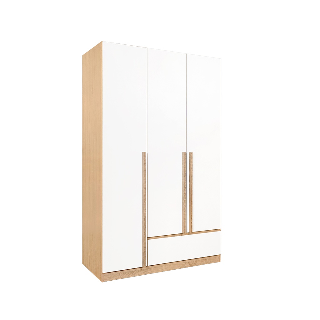 Remus Wardrobe 120cm Wide -Solid Oak/White