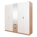 Havin Wardrobe 200cm Wide-Solid Oak/White Mirror