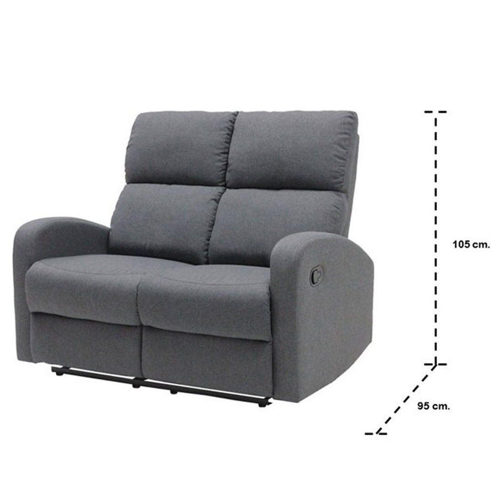 Zixar Recliner 2 Seater - Grey Fabric