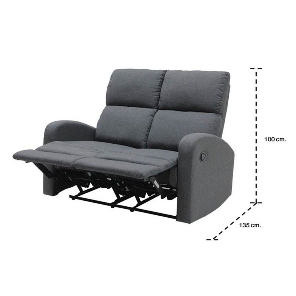 Zixar Recliner 2 Seater - Grey Fabric