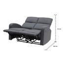 Zixar Recliner 2 Seater - Grey Fabric